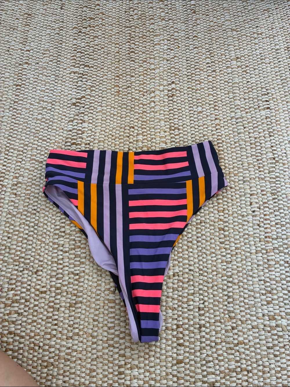 Small Women’s High-Cut Stripe Bikini Bottom - Multi
